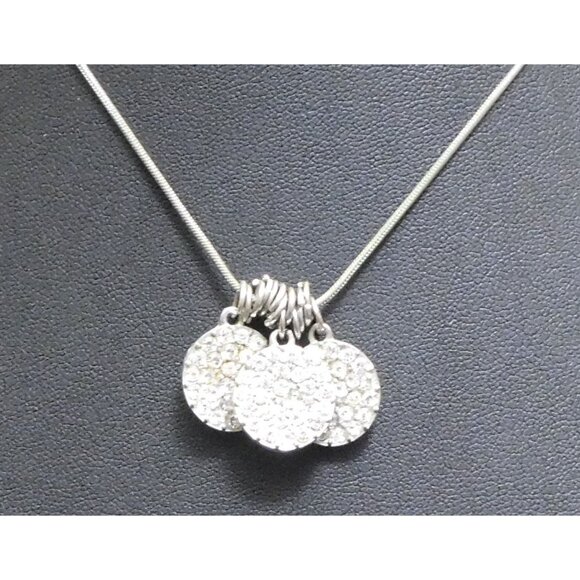 Casual Glam Triple Rhinestone Medallion Silver Tone Necklace - Picture 3 of 6